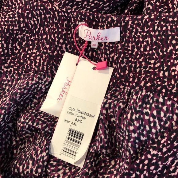 Parker Matilda Funfetti Silk Smocked Surplice Top NWT - Picture 11 of 14